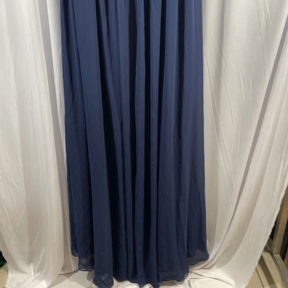 NWT $338 leena for Mac‎ Duggal [ 8 ] Embellished High Neck Pleated Gown Blue - Picture 15 of 15